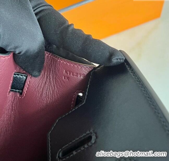 Top Quality Hermes Birkin Sellier 25cm Bag in Original Box Leather CK89 Black/Silver 2025 (Full Handmade)