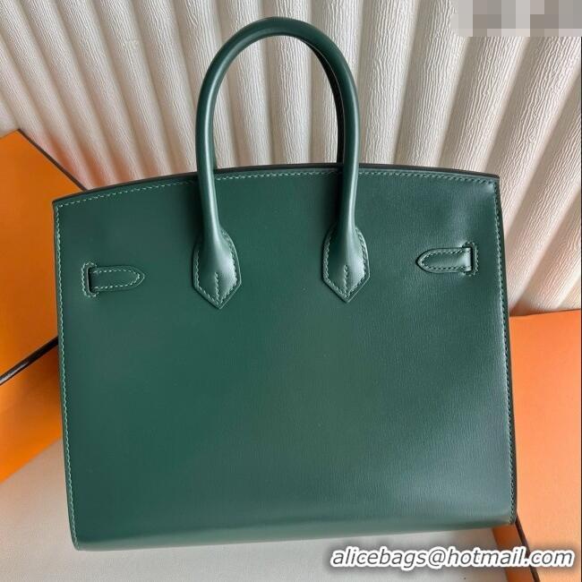 Famous Brand Hermes Birkin Sellier 25cm Bag in Original Box Leather CK67 Green/Silver 2025 (Full Handmade)