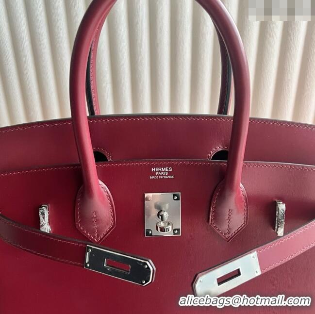 Buy Discount Hermes Birkin 25cm Bag in Original Box Leather CK55 Hermes Red/Silver 2025 (Full Handmade)