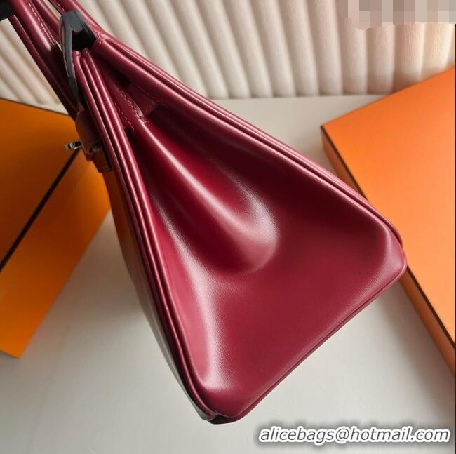 Buy Discount Hermes Birkin 25cm Bag in Original Box Leather CK55 Hermes Red/Silver 2025 (Full Handmade)