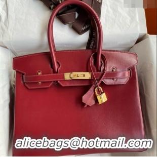Famous Brand Hermes Birkin 25cm Bag in Original Box Leather CK55 Hermes Red/Gold 2025 (Full Handmade)