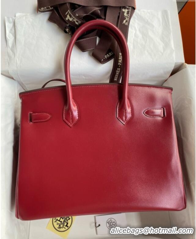Famous Brand Hermes Birkin 25cm Bag in Original Box Leather CK55 Hermes Red/Gold 2025 (Full Handmade)