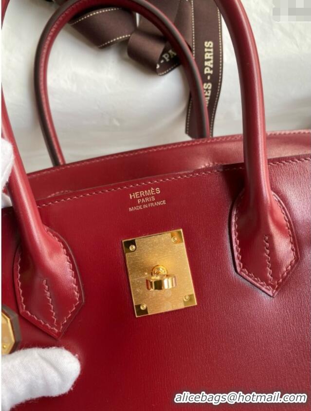 Famous Brand Hermes Birkin 25cm Bag in Original Box Leather CK55 Hermes Red/Gold 2025 (Full Handmade)