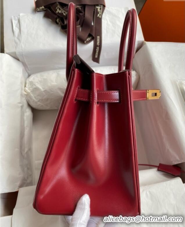Famous Brand Hermes Birkin 25cm Bag in Original Box Leather CK55 Hermes Red/Gold 2025 (Full Handmade)