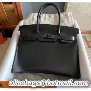 Grade Quality Hermes Birkin 25cm Bag in Original Box Leather CH89 Black/Black 2025 (Full Handmade)