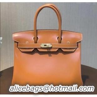 Grade Promotional Hermes Birkin 30cm Bag in Original Box Leather H30 Brown/Gold 2025 (Half Handmade)