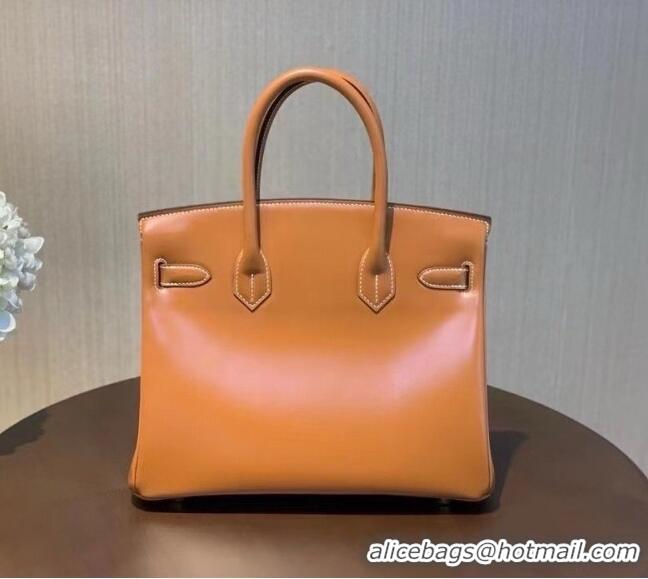 Grade Promotional Hermes Birkin 30cm Bag in Original Box Leather H30 Brown/Gold 2025 (Half Handmade)