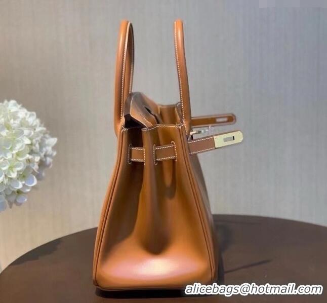 Grade Promotional Hermes Birkin 30cm Bag in Original Box Leather H30 Brown/Gold 2025 (Half Handmade)