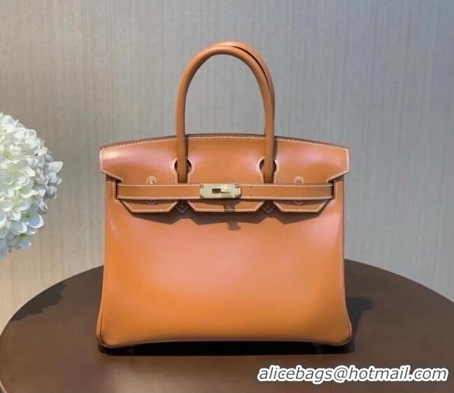 Grade Promotional Hermes Birkin 30cm Bag in Original Box Leather H30 Brown/Gold 2025 (Half Handmade)