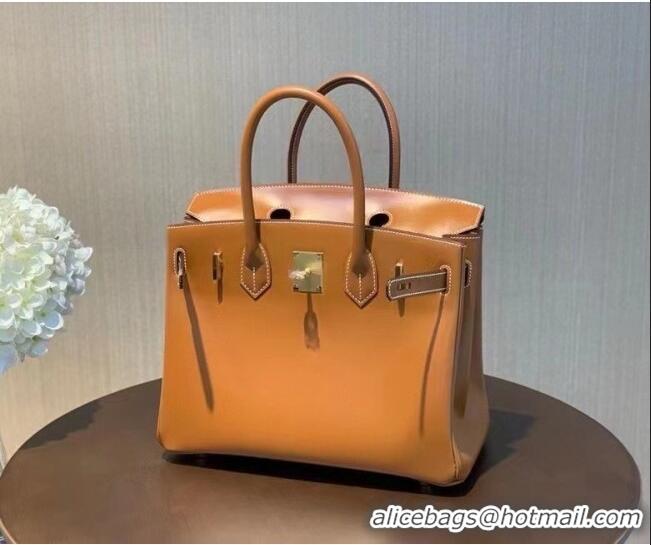Grade Promotional Hermes Birkin 30cm Bag in Original Box Leather H30 Brown/Gold 2025 (Half Handmade)