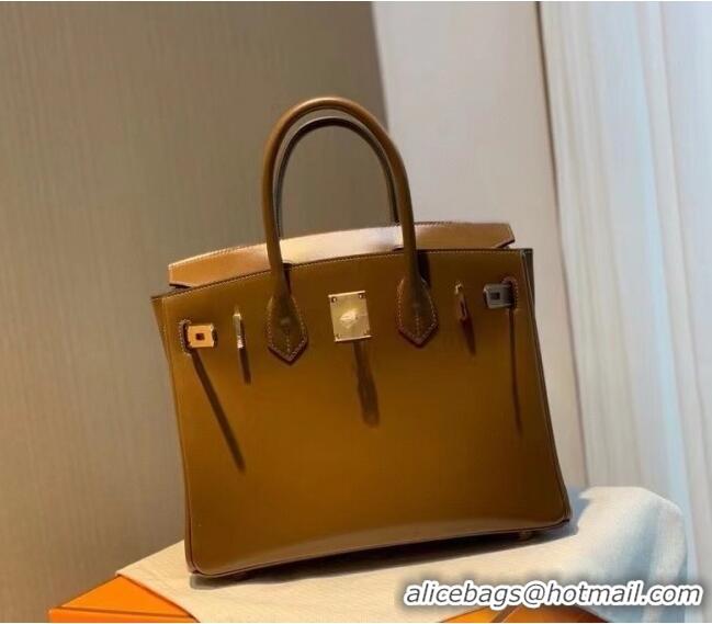 Best Grade Hermes Birkin 25cm Bag in Original Box Leather H25 Chestnut/Gold 2025 (Half Handmade)