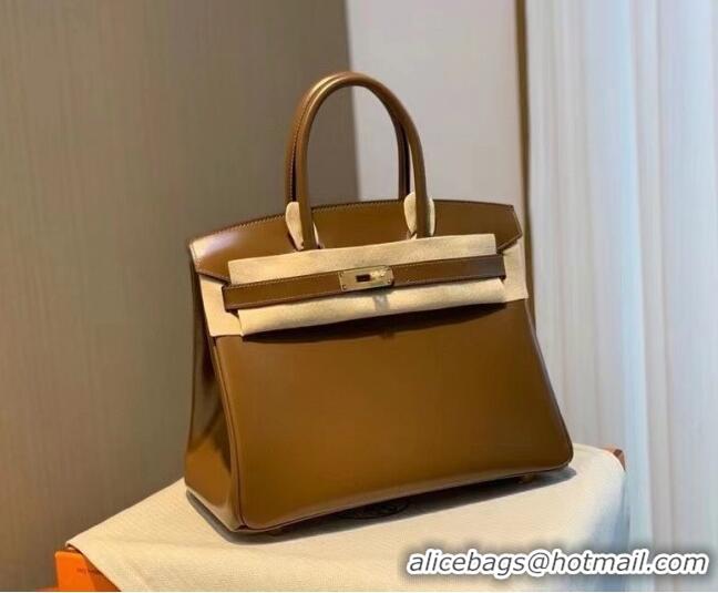 Best Grade Hermes Birkin 25cm Bag in Original Box Leather H25 Chestnut/Gold 2025 (Half Handmade)