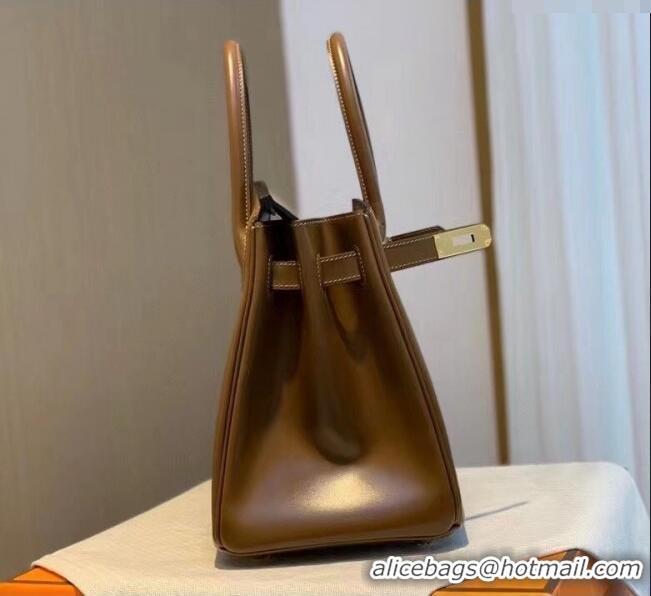 Best Grade Hermes Birkin 25cm Bag in Original Box Leather H25 Chestnut/Gold 2025 (Half Handmade)