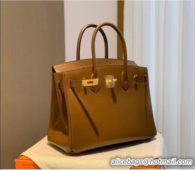 Affordable Price Hermes Birkin 30cm Bag in Original Box Leather H30 Chestnut/Gold 2025 (Half Handmade)