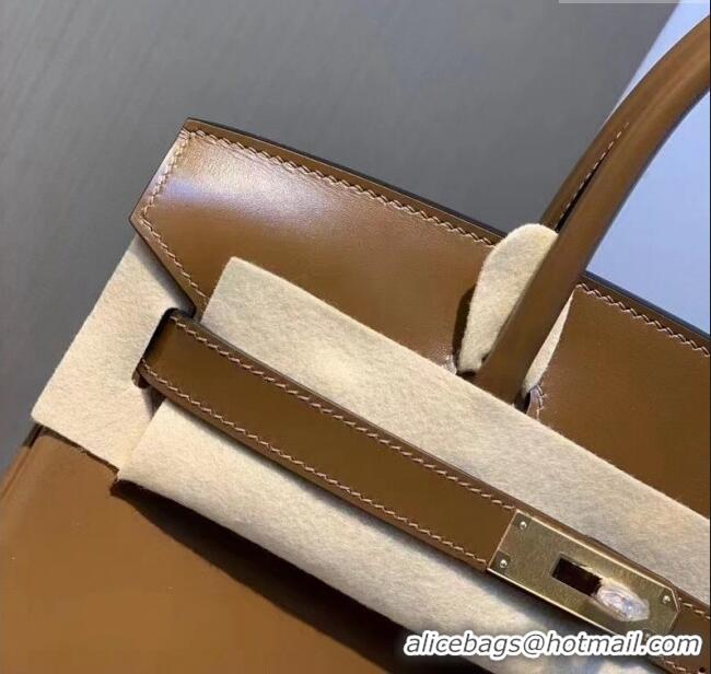 Affordable Price Hermes Birkin 30cm Bag in Original Box Leather H30 Chestnut/Gold 2025 (Half Handmade)