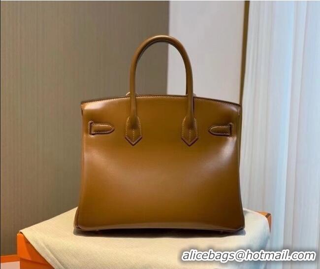 Affordable Price Hermes Birkin 30cm Bag in Original Box Leather H30 Chestnut/Gold 2025 (Half Handmade)