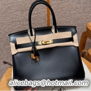 Buy Discount Hermes Birkin 25cm Bag in Original Box Leather H25 Black/Gold 2025 (Half Handmade)