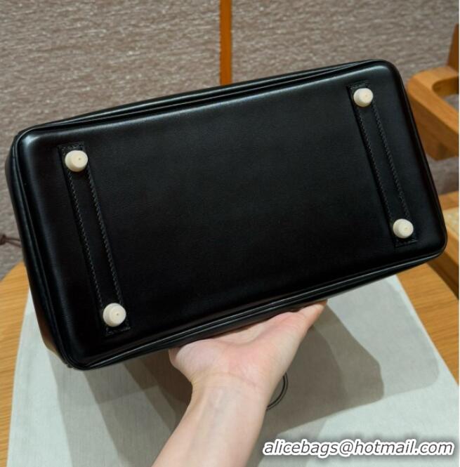 Buy Discount Hermes Birkin 25cm Bag in Original Box Leather H25 Black/Gold 2025 (Half Handmade)