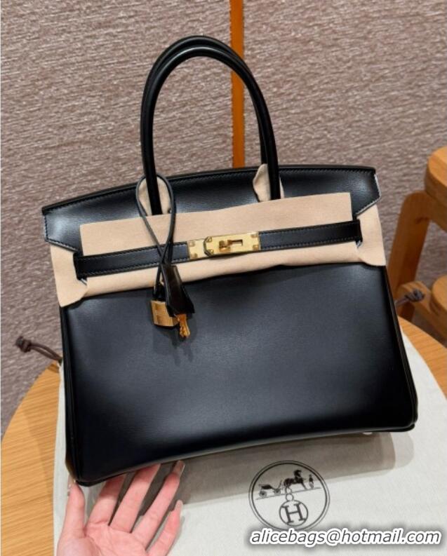 Buy Discount Hermes Birkin 25cm Bag in Original Box Leather H25 Black/Gold 2025 (Half Handmade)