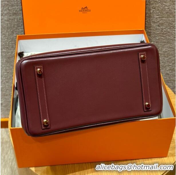 Well Crafted Hermes Birkin 25cm Bag in Original Box Leather H25 Saddle Red/Gold 2025 (Half Handmade)
