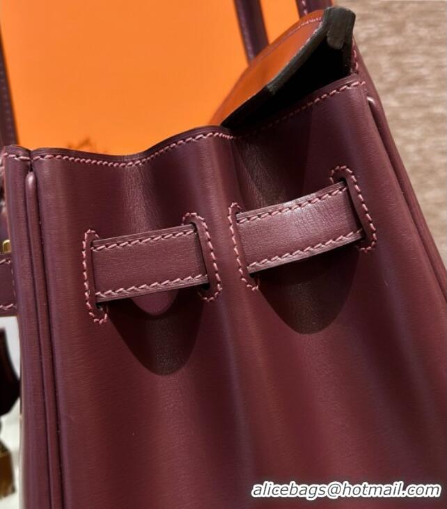 Well Crafted Hermes Birkin 25cm Bag in Original Box Leather H25 Saddle Red/Gold 2025 (Half Handmade)