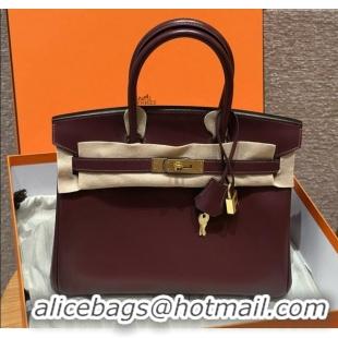 Market Sells Hermes Birkin 30cm Bag in Original Box Leather H30 Saddle Red/Gold 2025 (Half Handmade)
