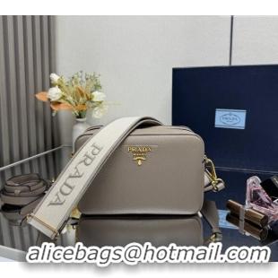 Good Quality Prada Small leather shoulder bag 1BH082 Clay Grey 2025