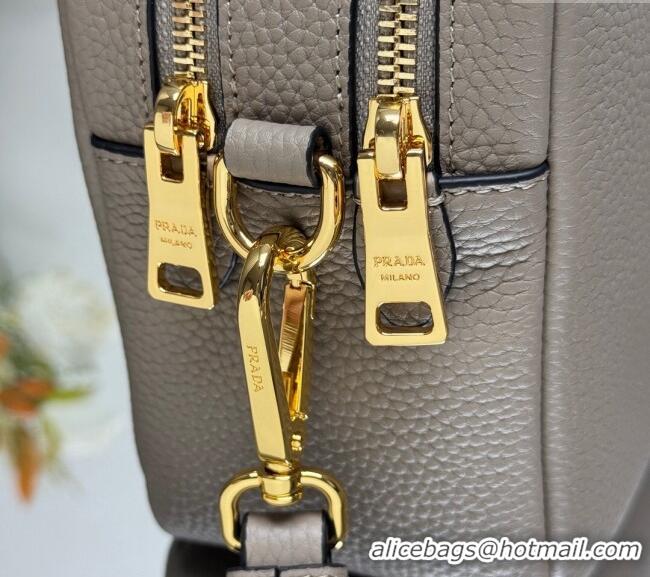 Good Quality Prada Small leather shoulder bag 1BH082 Clay Grey 2025