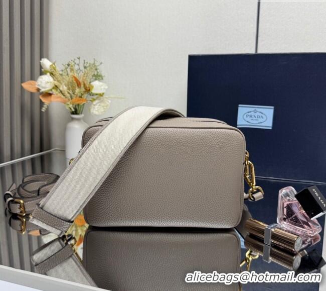 Good Quality Prada Small leather shoulder bag 1BH082 Clay Grey 2025