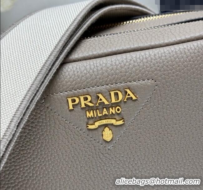 Good Quality Prada Small leather shoulder bag 1BH082 Clay Grey 2025