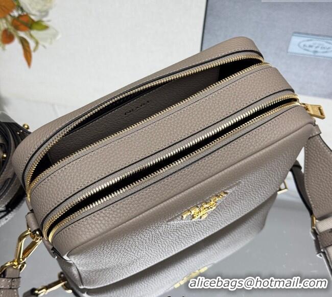 Good Quality Prada Small leather shoulder bag 1BH082 Clay Grey 2025