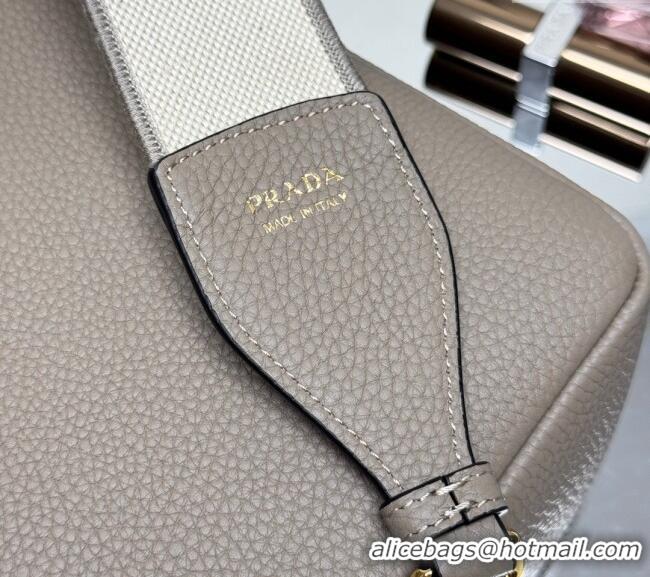 Good Quality Prada Small leather shoulder bag 1BH082 Clay Grey 2025