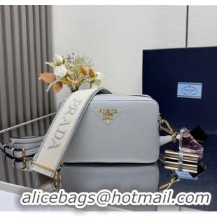 Luxury Cheap Prada Small leather shoulder bag 1BH082 Light Grey 2025