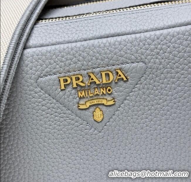 Luxury Cheap Prada Small leather shoulder bag 1BH082 Light Grey 2025