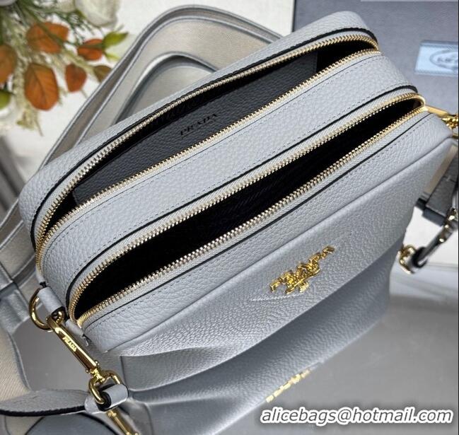 Luxury Cheap Prada Small leather shoulder bag 1BH082 Light Grey 2025
