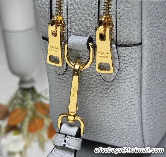 Luxury Cheap Prada Small leather shoulder bag 1BH082 Light Grey 2025