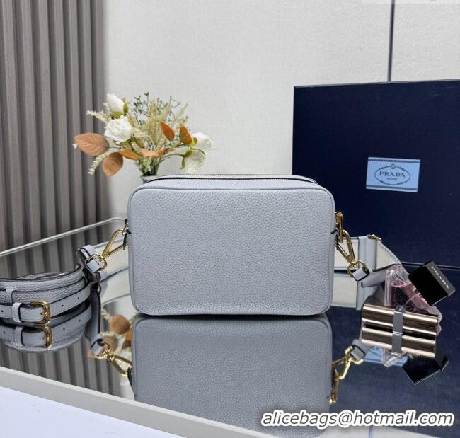 Luxury Cheap Prada Small leather shoulder bag 1BH082 Light Grey 2025