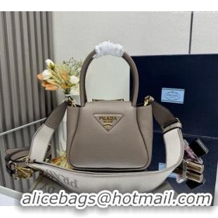 Best Design Prada Leather mini handbag 1BA362 Clay Grey 2025
