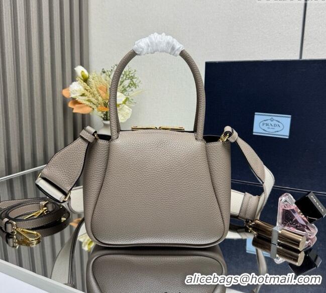 Best Design Prada Leather mini handbag 1BA362 Clay Grey 2025