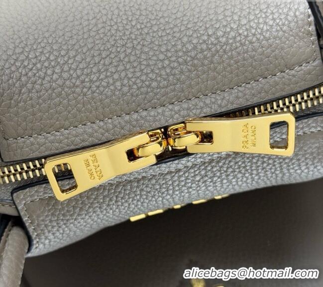Best Design Prada Leather mini handbag 1BA362 Clay Grey 2025