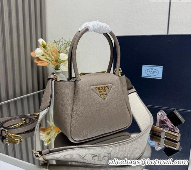 Best Design Prada Leather mini handbag 1BA362 Clay Grey 2025