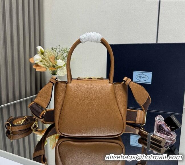 New Fashion Prada Leather mini handbag 1BA362 Caramel Brown 2025