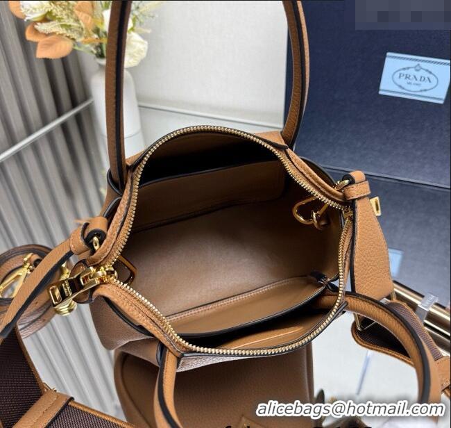 New Fashion Prada Leather mini handbag 1BA362 Caramel Brown 2025