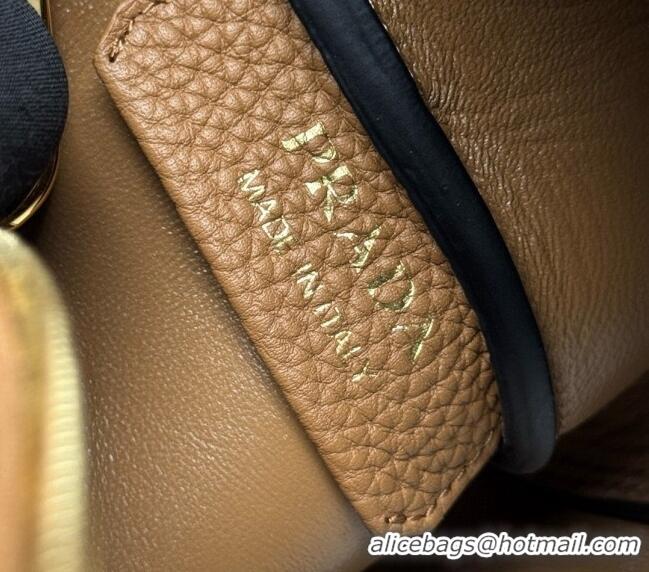 New Fashion Prada Leather mini handbag 1BA362 Caramel Brown 2025