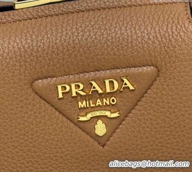 New Fashion Prada Leather mini handbag 1BA362 Caramel Brown 2025