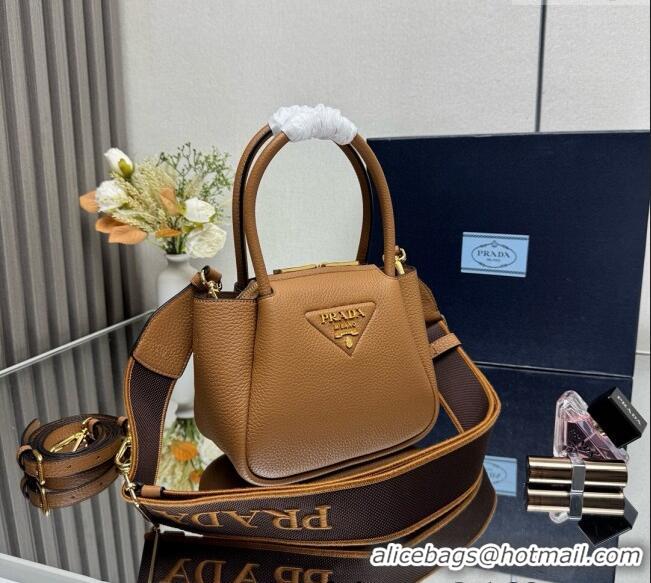 New Fashion Prada Leather mini handbag 1BA362 Caramel Brown 2025