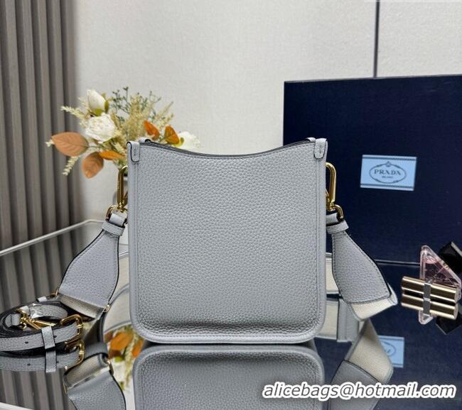 Inexpensive Prada Leather mini shoulder bag 1BH191 Light Grey 2025