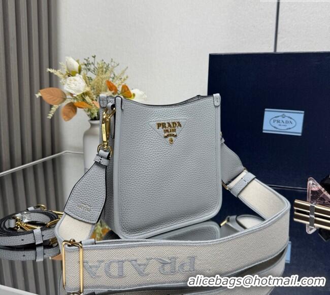 Inexpensive Prada Leather mini shoulder bag 1BH191 Light Grey 2025