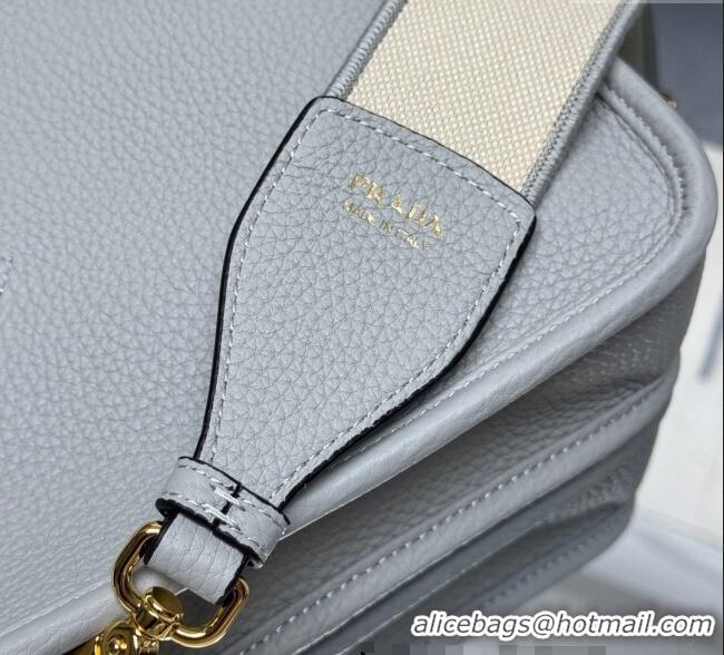 Inexpensive Prada Leather mini shoulder bag 1BH191 Light Grey 2025