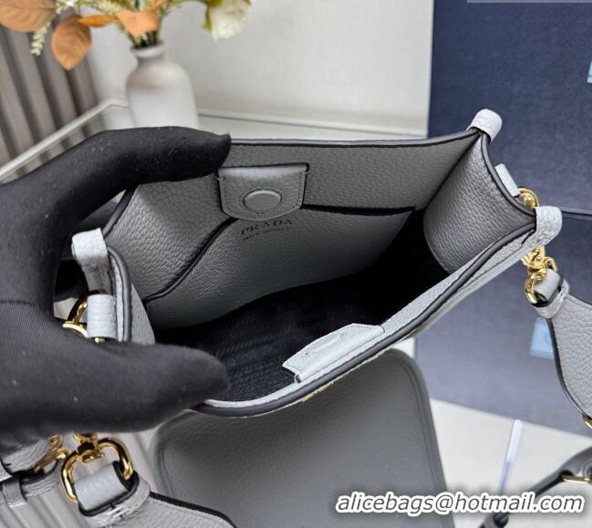 Inexpensive Prada Leather mini shoulder bag 1BH191 Light Grey 2025